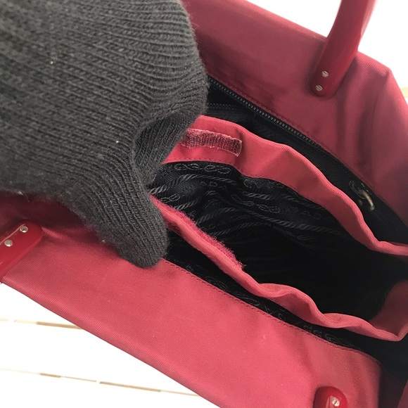 PRADA MEDIUM TOTE BAG RED NYLON VGC FINAL SALE - Picture 6 of 8